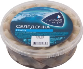Сельдь филе-кусочки в масле 500г Русское море 