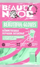 Перчатки латекс с хлопк напыл/запах Алоэ M Beauty Noob