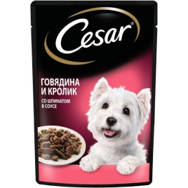 Корм д/собак Гов/крол/шпинат 85г пауч Cesar