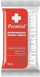 Салфетки влаж антибакт Премиум 15шт Premial