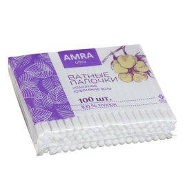 Ватные палочки 100шт пакет Amra