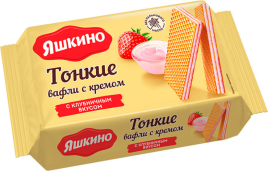 Вафли тонкие с кремом с клубнич.вкусом 144г