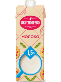 Молоко Вкуснотеево 1.5% 950г т/п