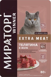 Корм д/кош чувс пищ WinnerExtraMeat телят желе 80г