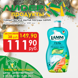 Средство д/мытья посуды Лайм/листья мяты 450мл