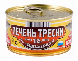 Печень Трески по-Мурмански 185г ключ  Вкусные консервы
