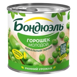 Горошек зеленый молодой ж/б 425г Бондюэль