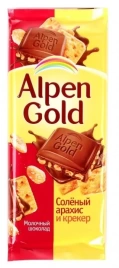 Шоколад Альпен голд  мол с сол арахис/крекер 85 гр