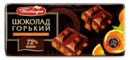 Шоколад горький 72% кус апельсина 100г