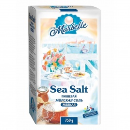 Соль морская мелкая 750г к/к