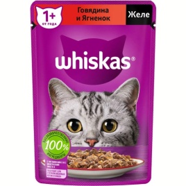 Корм д/котов желе Говядина/Ягненок 75г пауч Whiskas
