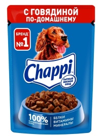 Корм д/собак Говядина по-домашнему 85г пауч Chappi