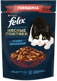 Корм д/котов Felix мясные ломтики Говядина 75г пауч