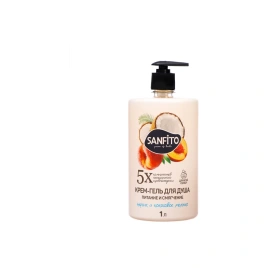 Гель д/душа Питание Персик и кокос молочко 1л  Sanfito