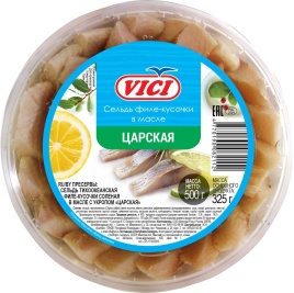 Сельдь филе-кус в масле Царская с укропом 200 г Vici