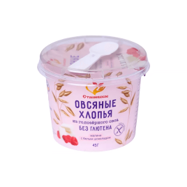 Хлопья овсяные б/глют Бел шок/малина 45г стак