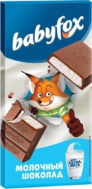 Шоколад молочный плитка тонкая 90г Baby Fox
