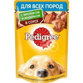 Корм д/собак Кролик/индейка 85г пауч  Pedigree