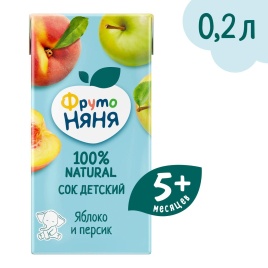 Сок яблоко-персик неосв 0.2л