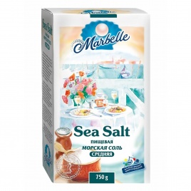 Соль морская средняя 750г к/к