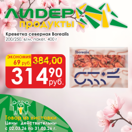 Креветка северная 200/250 в/м 400г пакет