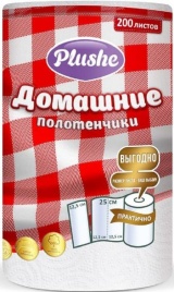 Полотенце бумаж Домашнее 1шт*25м 2-х сл Белое Plushe