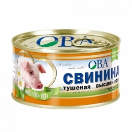 Свинина тушеная в/с ГОСТ с ключ. ж/б 325г