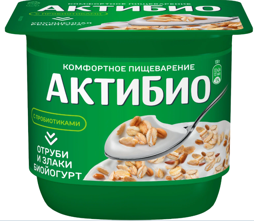 Йогурт АктиБио Отруби-Злаки 2.9% 130г ст фото 2
