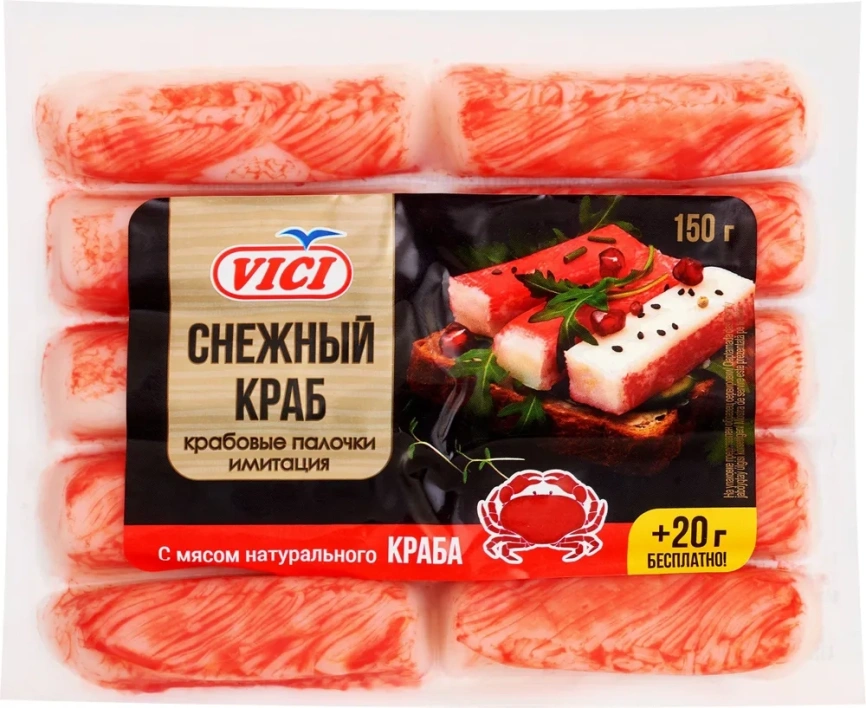 Крабовые палочки охл с мясом натур краба 170 г фото 1