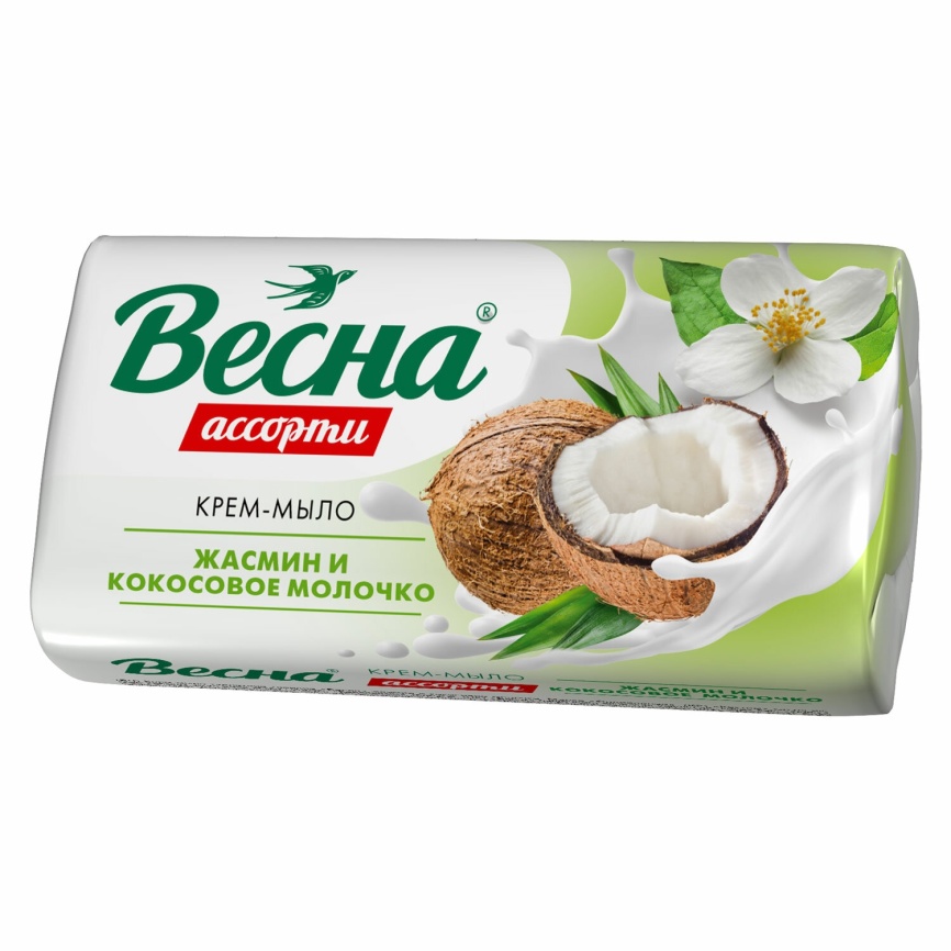 Крем-мыло Ассорти Жасмин и кокос молочко Весна 90гр фото 1