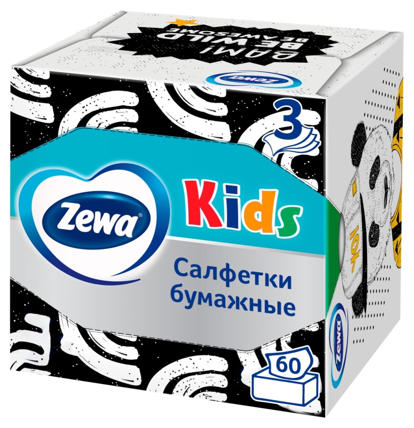 Салфетки бумаж 2сл Kids кор 60шт Zewa фото 1