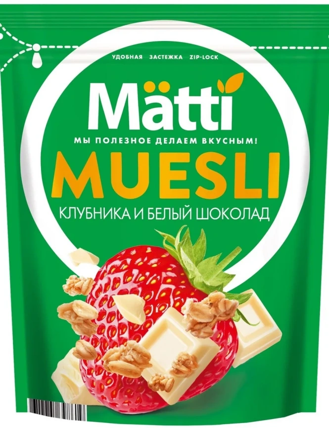 Мюсли Клубника/белый шоколад д/п 250г Матти фото 2