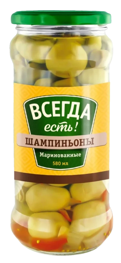 Шампиньоны марининованные мини с/б 580 мл фото 1