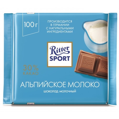 Шоколад молочный с альп мол 100г Ritter Sport фото 1