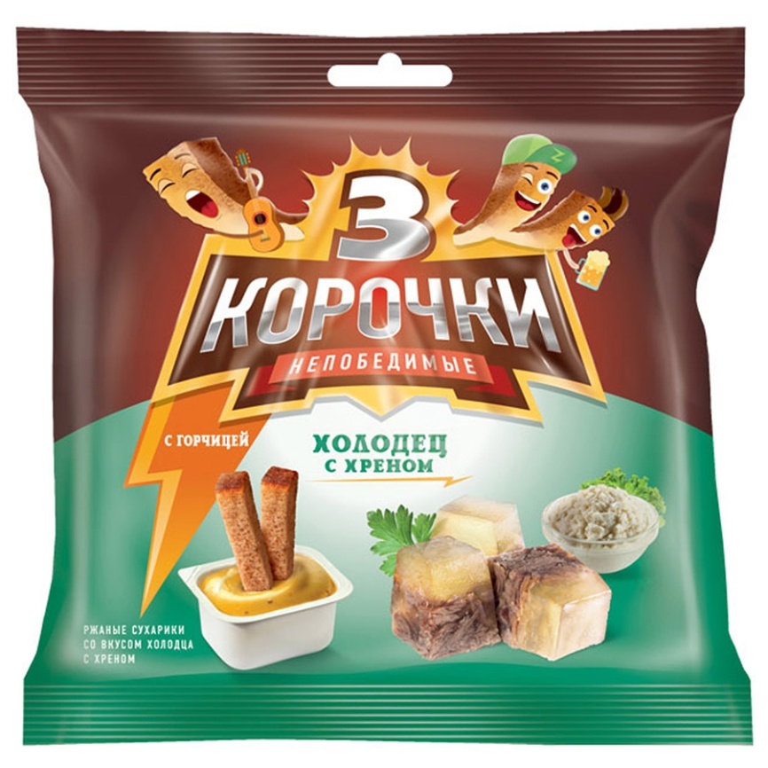 Сухарики ржаные Холодец хрен+горч.соус 60г+25мл фото 1