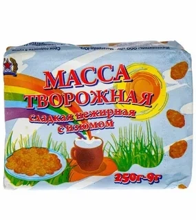 Творожная масса с изюмом 0% 250г фото 1