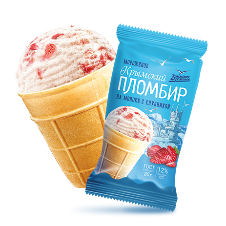 Крымский пломбир на молоке с клубникой 80г фото 2