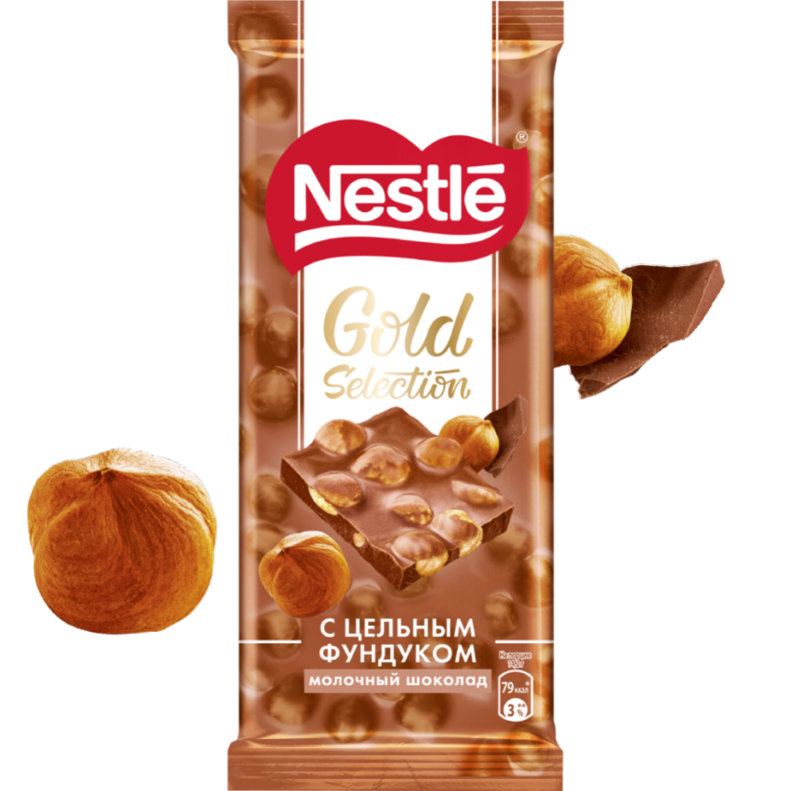 Шоколад темный Gold Selection цельн фундук 85г Нестле фото 1