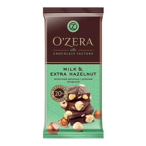 Шоколад OZera молочный с фундуком 90г фото 1