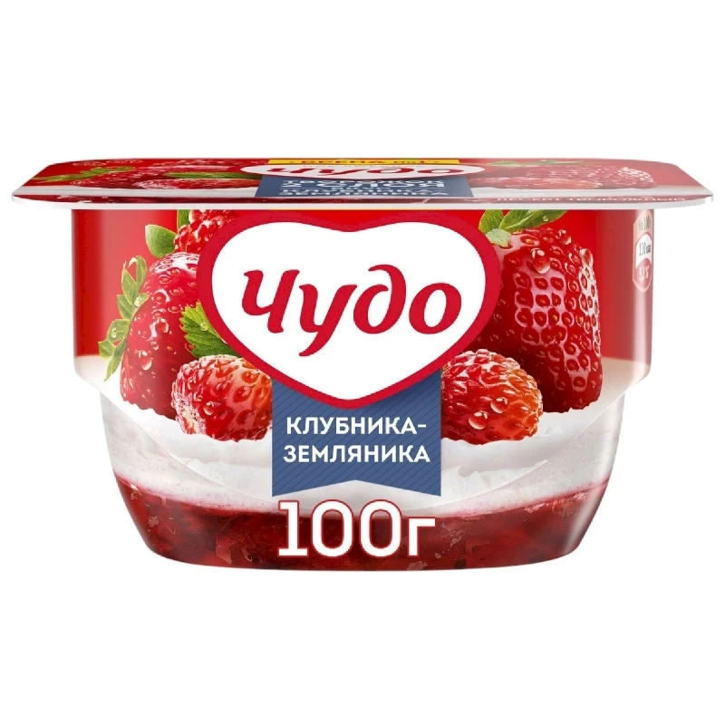 Десерт творож Чудо клуб-земляника 4.2% 100г фото 1