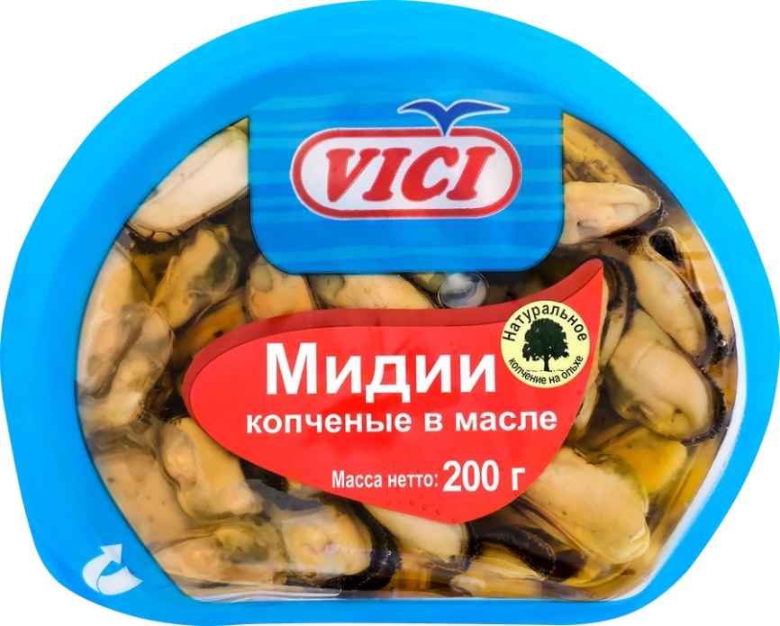 Мидии копч VICI Любо есть в масле 200г фото 1