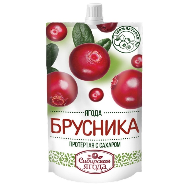 Брусника протертая с сахаром д/п 0.28кг фото 1