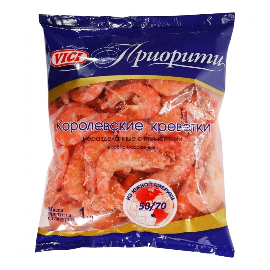 Королевские креветки в панцире в/м 50/70 900г ББ фото 1