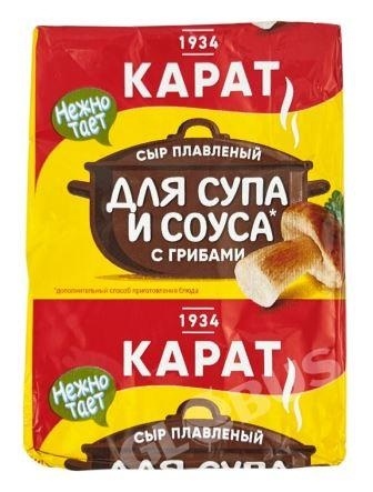 Сыр плав С грибами д/супа 45% 90г фольга Карат фото 1