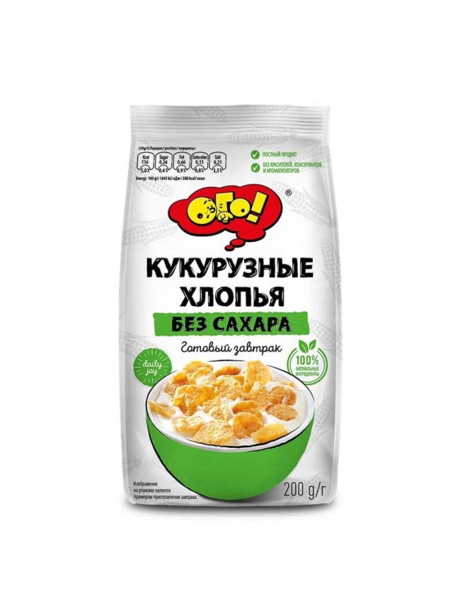 Сух завтрак Кукуруз хлопья б/с 200г фото 1