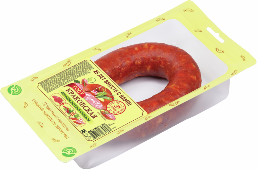 Колбаса Краковская ГОСТ п/к н/о з/а 300гр фото 1