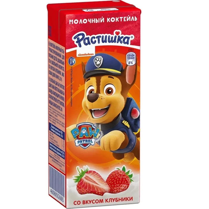 Растишка Коктейль 2% Клубника 210г фото 1