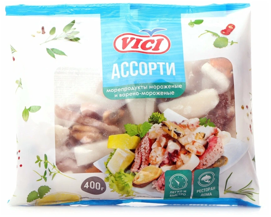 Ассорти из морепродуктов с/м VICI 400 г фото 1