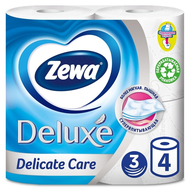 Бумага Deluxe 3сл 4рул Белая Zewa фото 1