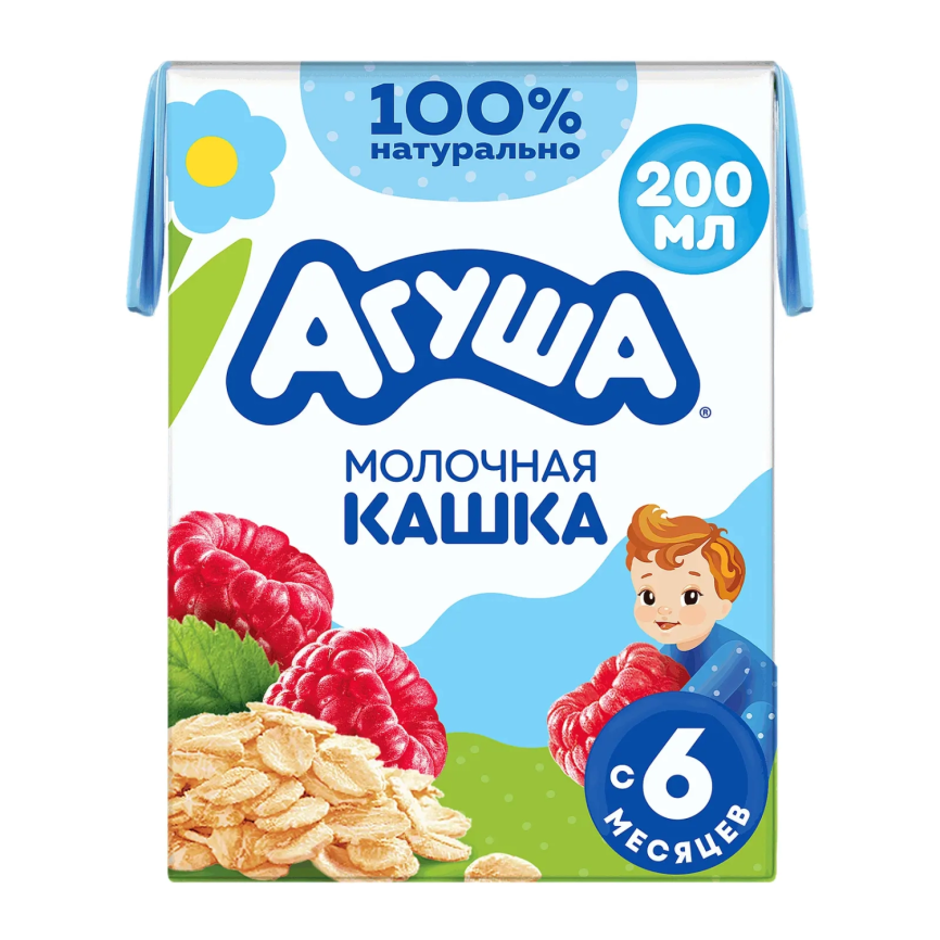 Каша молочно-овсян.с малиной 2.5% 200мл Вставайка фото 1
